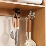 Fashion 6-JAW Swivel Utility Hooks Plastic Wall Mount Easy Install Strong Adhesive Multi-purpose Storage Rack With Six Rotating