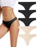 Voenxe Seamless Women Underwear Thongs No Show Ladies Thong Invisible No Line Breathable Comfortable Panties Undies Womens No Se