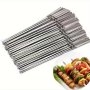 50PCS Durable Reusable Bbq Skewers With Convenient Storagetube Ideal For Outdoor Camping Picnics Bbq Essential Accessories For Beach Vacations Kitchen Supplies Kitchen Accessories Bbq Accessories