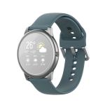 For Xiaomi Haylou Solar LS05 Silicone Solid Color Silver Buckle Watch Band Size: 22MM Rock Green