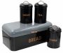 Bread Bin And 3 Piece Canister Set - Metal Bread Box