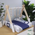Changing Mat Cover Navy Farm Patchwork Sheep Set Sided Print