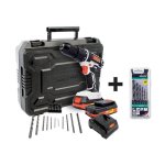Tork Craft 20V Cordless Impact Drill Driver With Sprint Master Drill Bit Set TORKIT039