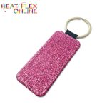 Sublimation Pu Glitter Rectangle Keyring – Pink