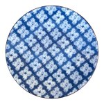 Ceramic Dinner Plate - Blue Grids.