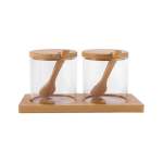 2 Piece Condiment Canister Set Brown