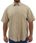 Mens Short Sleeve Linen Shirt - 8XL Stone