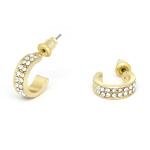 Goldair Gold Tone Huggies With Double Row Of Crystals