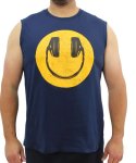 Mens Printed Smiley Vest - 8XL Navy