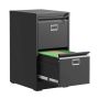 Steel Vertical 2 Drawer Swan Handle Filing Cabinet Cupboard Locker With Card Slots - Black