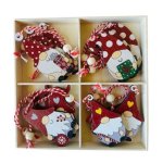 Xmas Tree D Cor 4CM Wooden Gnome Orn 12 Piece 067-000963