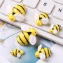 30pcs Simulated Cute Little Bee Statue Resin Crafts Micro Landscape Decoration Yellow Small Resin Decoration Candy Bee Cake Decoration Resin Bee Sculpture Garden Decoration Accessories