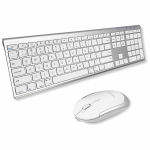 Macally Bluetooth Kb & Mouse Rechargeable Combo - Silver Aluminum