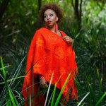 High Bulk Jacquard Wrap - Shweshwe Chilli Red orange - 122 X 167 Cm