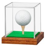 Hooqict Golf Ball Display Case Clear Acrylic Golf Ball Case Display With Wood Base & Tee Ball Holder Stand Uv Protected Square C