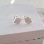 Lilly 925 Sterling Silver Leaf Ear Stud Earrings Size 6X9MM