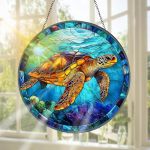 Pavemlo Turtle Suncatcher Indoor Stained Glass Window Hanging - Outdoor Window Hanging Decoration - Sun Catcher Home Decor Mothe