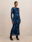 Alannah Petite Printed Midi Dress - 16 Navy Barkly