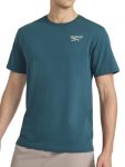 Reebok Men's Small Embroidery Crewneck T-Shirt Standard Fit Lightweight Cotton-poly Jersey Fabric Deep Teal Small