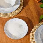 Printed Glazed Side Plate Sky Haze