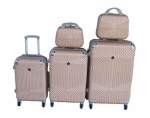 Smte Gold Abs Luggage Set 5-PIECE Hard-shell Suitcases With Vanity Cases With Keychain