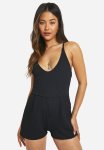 Textured Tie Back Flippy Playsuit - Black