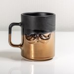 Salvatore Moustache Mug - Matt Black & Bronze