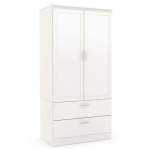 Bedroom Cabinet Easy Wardrobe White Almirah Receive Ark Two Drawers