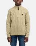 Polo Boys Simpiwe Quarter Zip Khaki Knitwear - 13-14 Brown