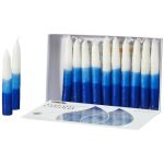 Rite Lite White & Blue Tricolor Shabbat Candles Premium 12 Pack Traditional Sabbath Dinner Table Jewish Home Decor Shabbos Candl