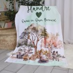 Personalised Fleece Blanket Safari Green Splash