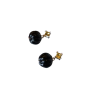 Citrine Simple Design Natural Black Onyx Pumpkin Bead Stud Earrings