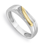 Yellow Gold & Sterling Silver Men&apos S Diamond Dress Ring