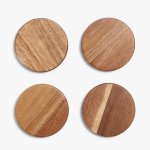4 PC Acacia Wood Coaster Set