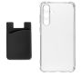 Cover For Samsung Galaxy A05S - Tpu Clear Cover + Rubber Card Holder -black