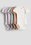 5 Pack Cotton Bodysuits - Light Green Spotted