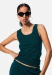 Ribbed Cotton Vest Top - Dark Green