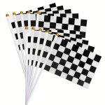 10PCS SET Checkered Black And White Racing Stick Flag 13.97X20.83CM Hand Waving Flag Plastic Stick Decorations Racing Race Car P
