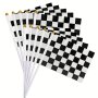 10PCS/SET Checkered Black And White Racing Stick Flag 13.97X20.83CM Hand Waving Flag Plastic Stick Decorations Racing Race Car Party Sport Events Party Bunner Party