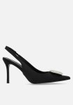 Floss Slingback Heel - Black Satin