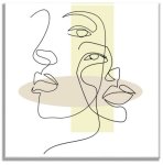Two Faces Modern Line Art Print On Canvas 800 X 900