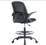 Ergonomic Mesh Drafting Stool With Flip-up Arms