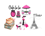 Paris Theme Party Stickers - Pack Of 7 Stickers
