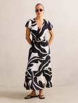 Mara Puff Sleeve Cotton Midi Dress - 20 Black Nusa Leaf