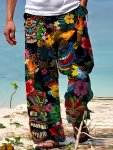 Men's Summer Long Pants 3D Novelty Pattern Print Comfortable Casual Beach Wear