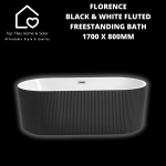 Florence Black & White Fluted Freestanding Bath - 1700 X 800MM
