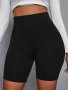 Solid Color High Waist Skinny Shorts Casual Stretchy Leggings For Spring & Summer Women's Clothing