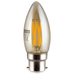 Eurolux 4W LED B22 Amb Filament Cndl W wht 370LM