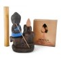 Oco Life - Ceramic Buddha Incense Burner With Backflow Incense Cones & Sticks