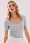 Short-sleeved Thong Body - Light Grey Marl
